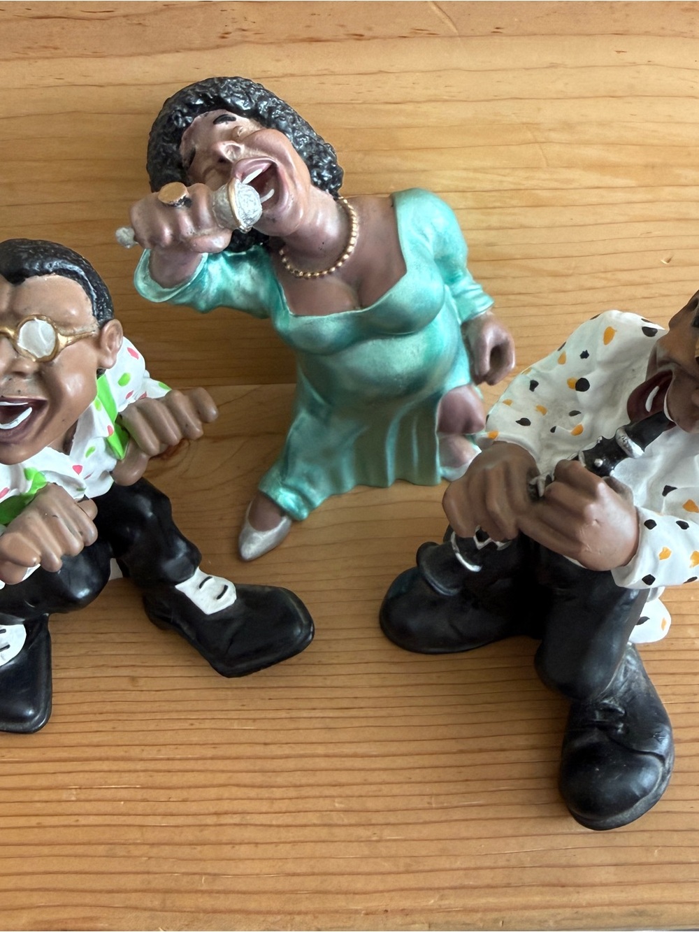 Vintage 90's New Orleans Singer and Jazz Band Set of 5 Black Americana Resin - Picture 6 of 6